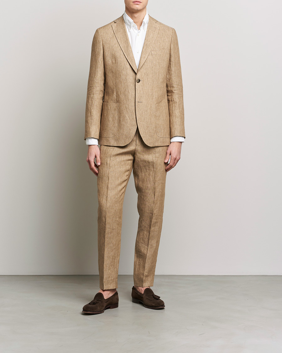 Men | Trousers | Morris | Bobby Linen Suit Trousers Khaki