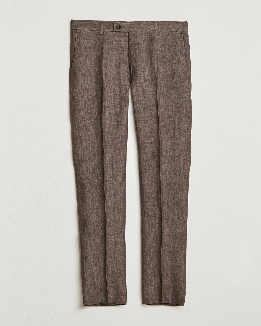 Men | Trousers | Morris | Bobby Linen Suit Trousers Brown