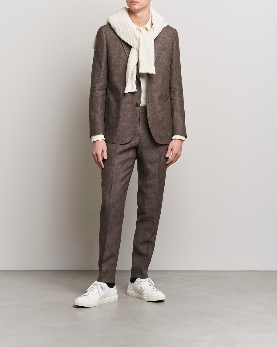 Men | Trousers | Morris | Bobby Linen Suit Trousers Brown