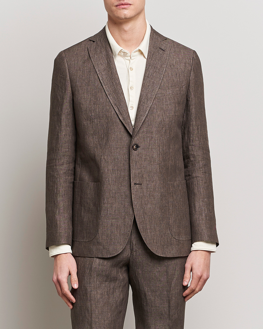 Men | Morris | Morris | Archie Linen Suit Blazer Brown