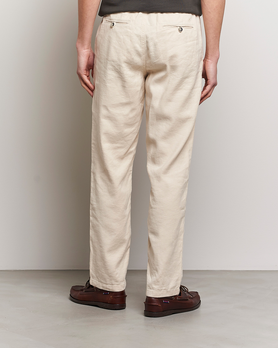 Men | Trousers | Morris | Fenix Linen Drawstring Trousers Beige