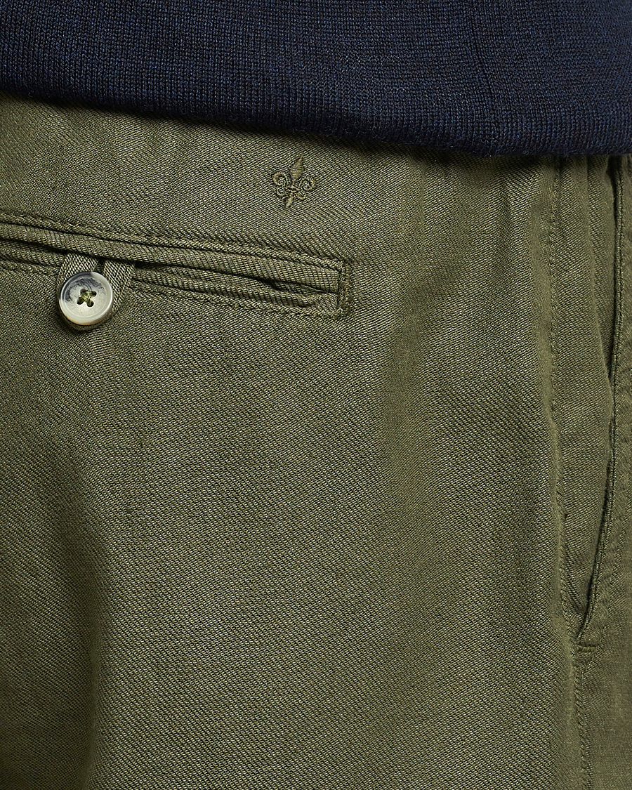 Men | Trousers | Morris | Fenix Linen Drawstring Trousers Olive