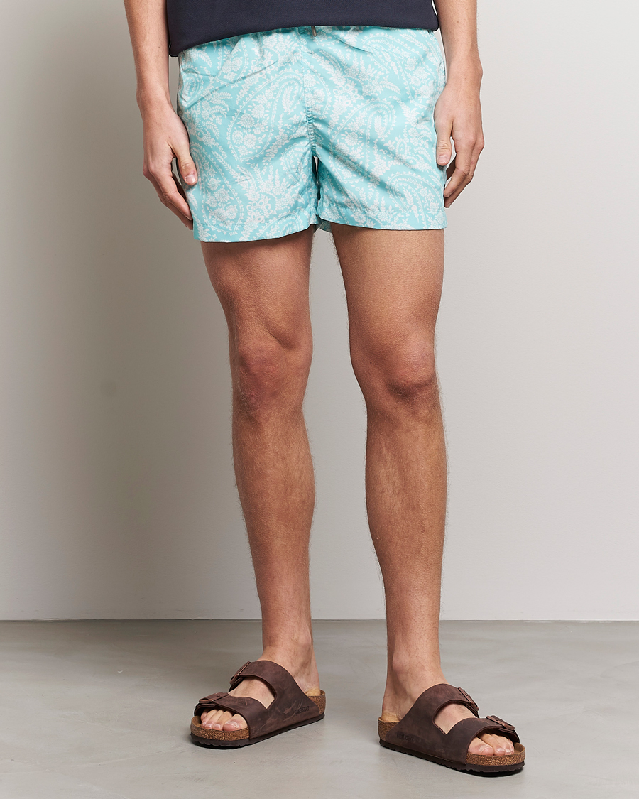 Men | Swimwear | Morris | Paisley Bathing Trunks Turquoise
