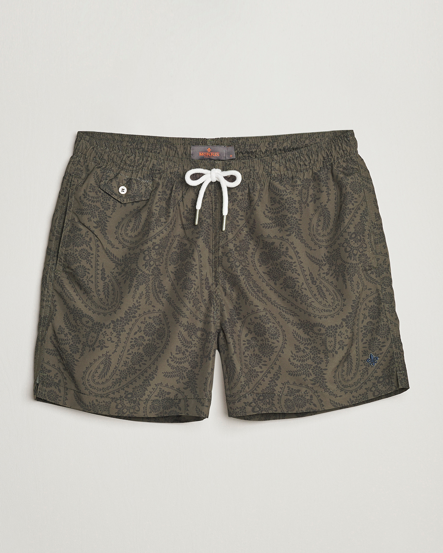Men | Swimwear | Morris | Paisley Bathing Trunks Olive
