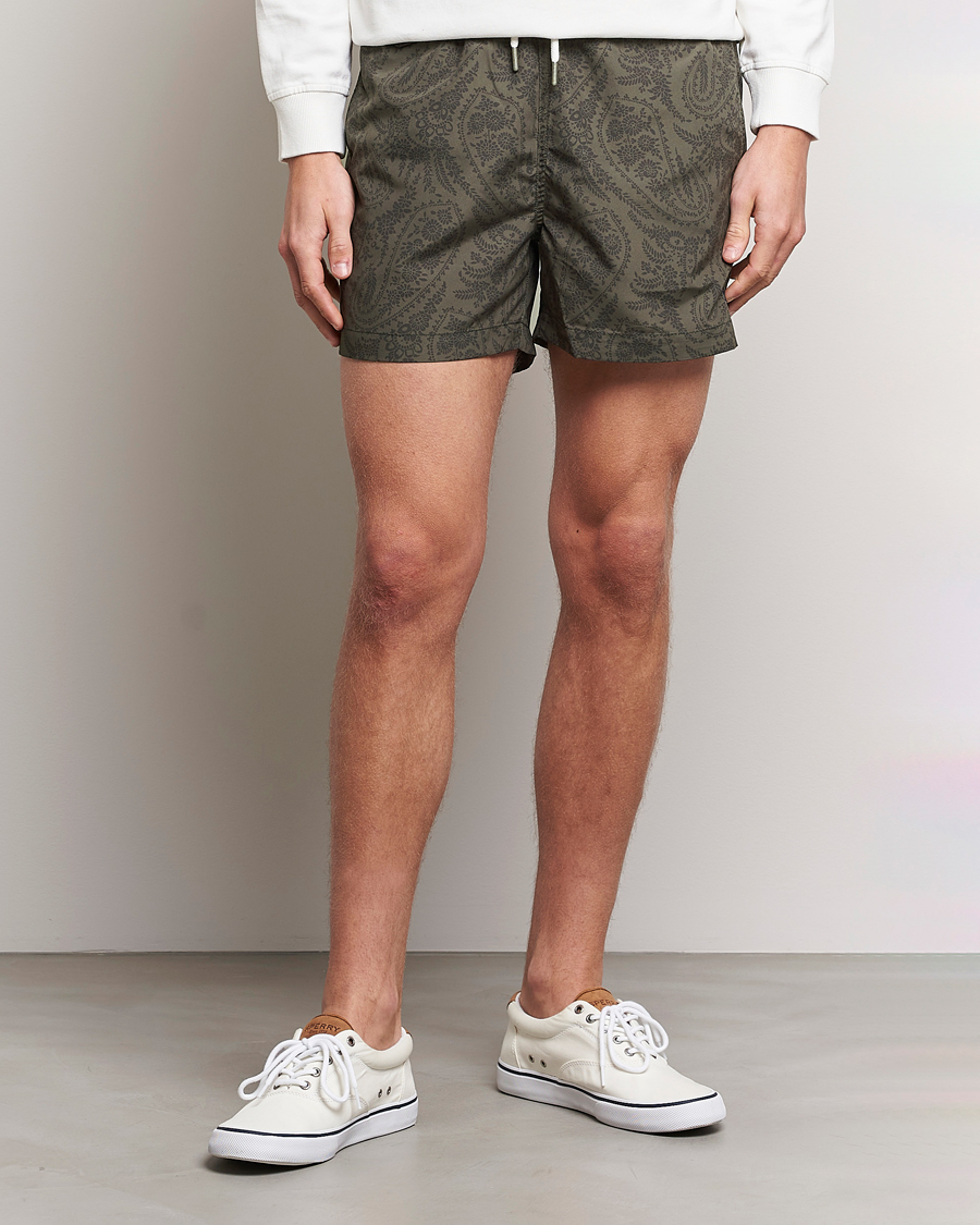 Men | Swimwear | Morris | Paisley Bathing Trunks Olive