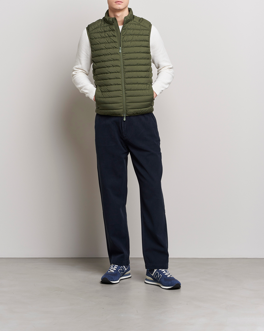 Men | Gilets | Save The Duck | Leonard Lightweight Matt Padded Vest Dusty Olive