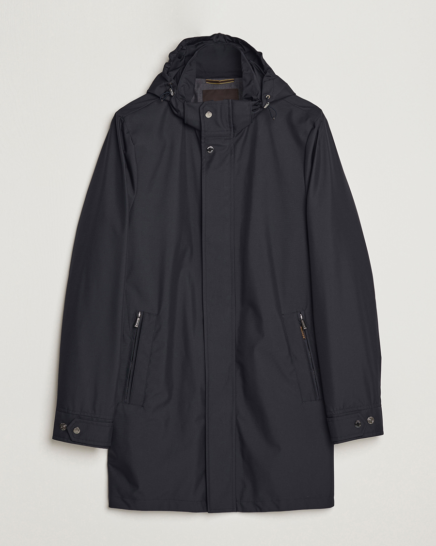 Men | Coats & Jackets | MooRER | Waterproof Hooded Coat Dark Blue