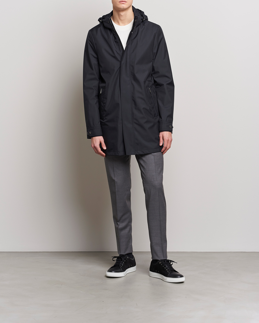 Men | Coats & Jackets | MooRER | Waterproof Hooded Coat Dark Blue