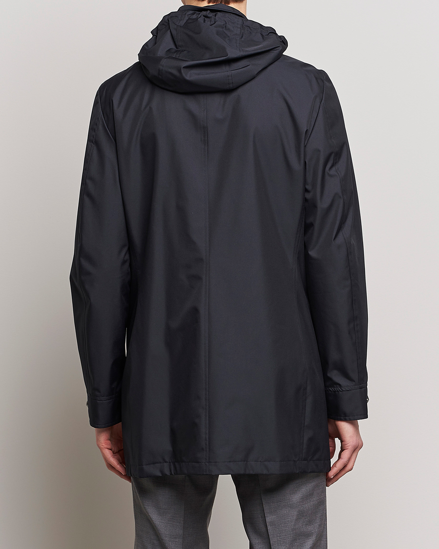 Men | Coats & Jackets | MooRER | Waterproof Hooded Coat Dark Blue