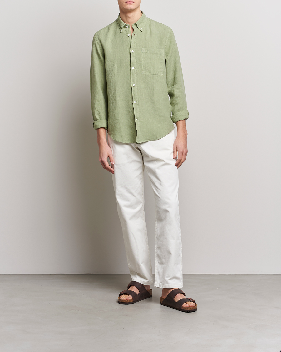Men | Shirts | NN07 | Arne Linen Shirt Pale Green