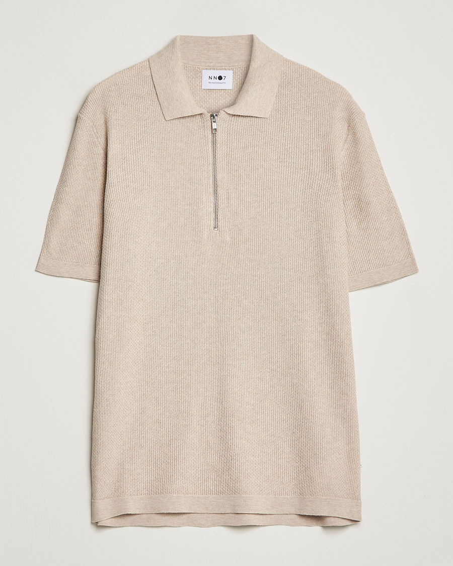 Men | Polo Shirts | NN07 | Hansie Structured Zip Polo Cream