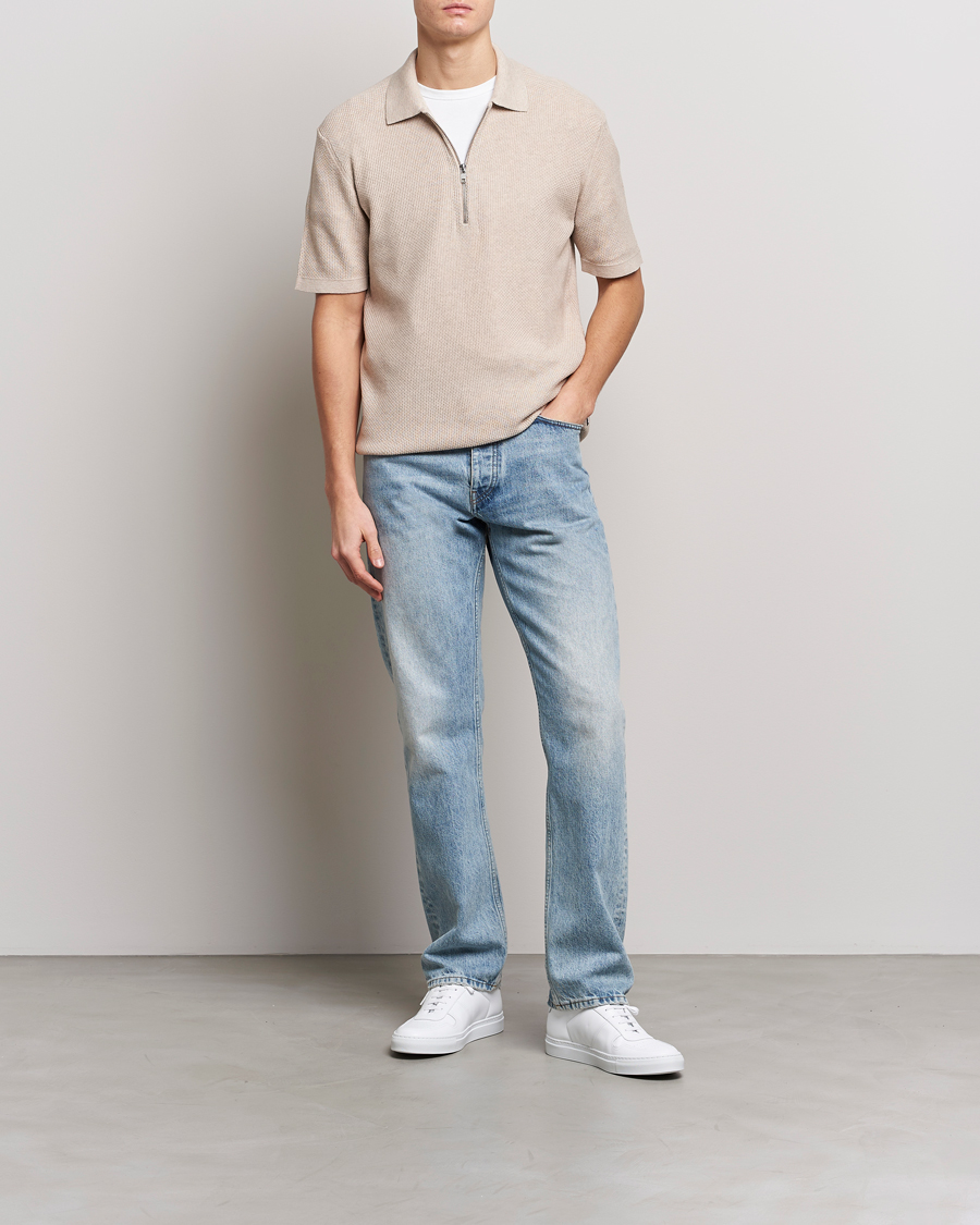 Men | Polo Shirts | NN07 | Hansie Structured Zip Polo Cream