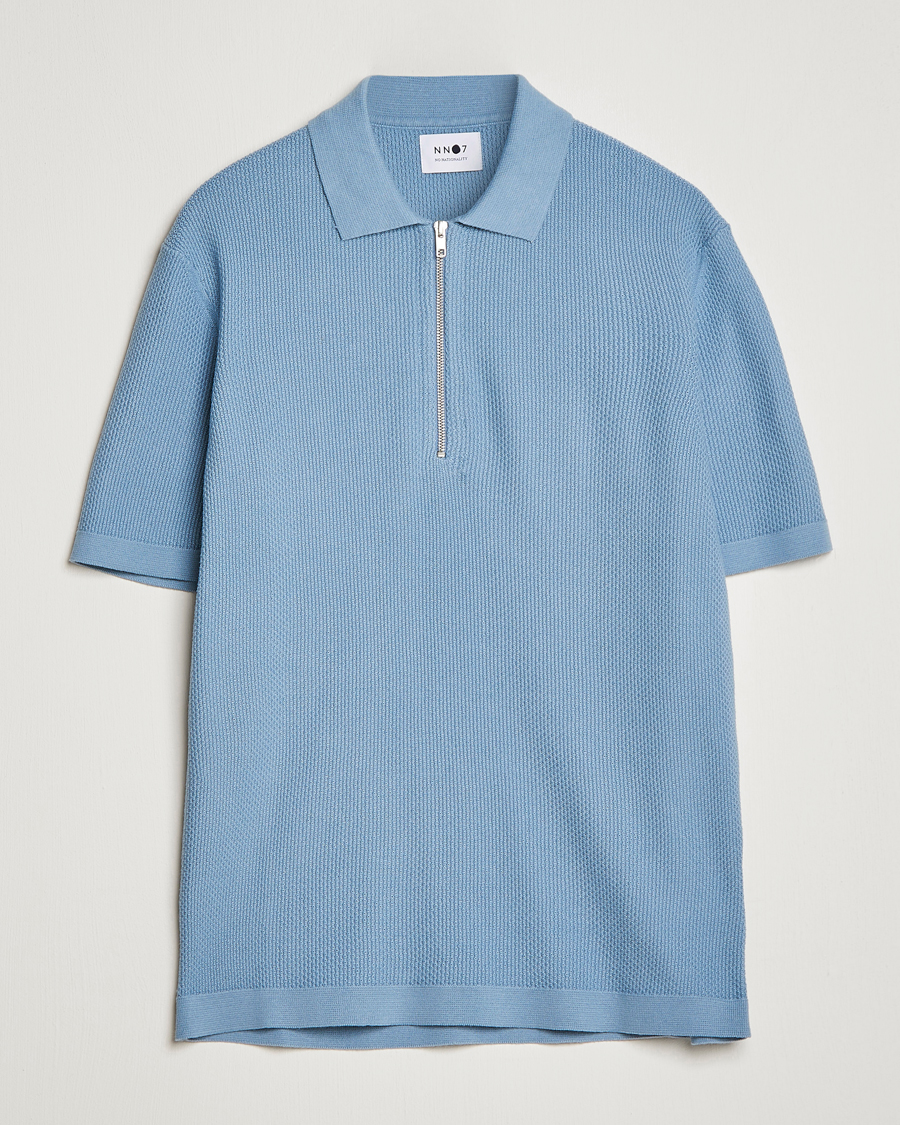 Men | Polo Shirts | NN07 | Hansie Structured Zip Polo Ashley Blue