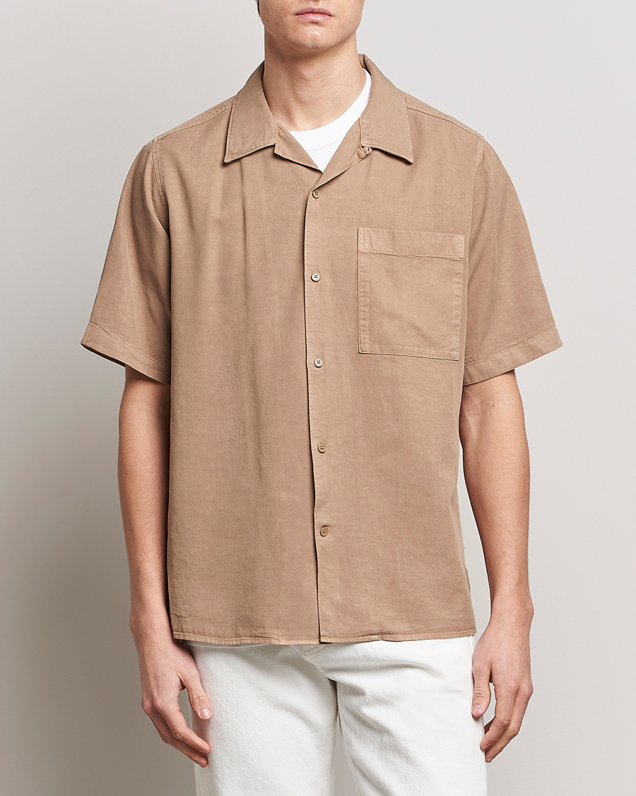 Men | Shirts | NN07 | Julio Tencel Resort Collar Shirt Greige