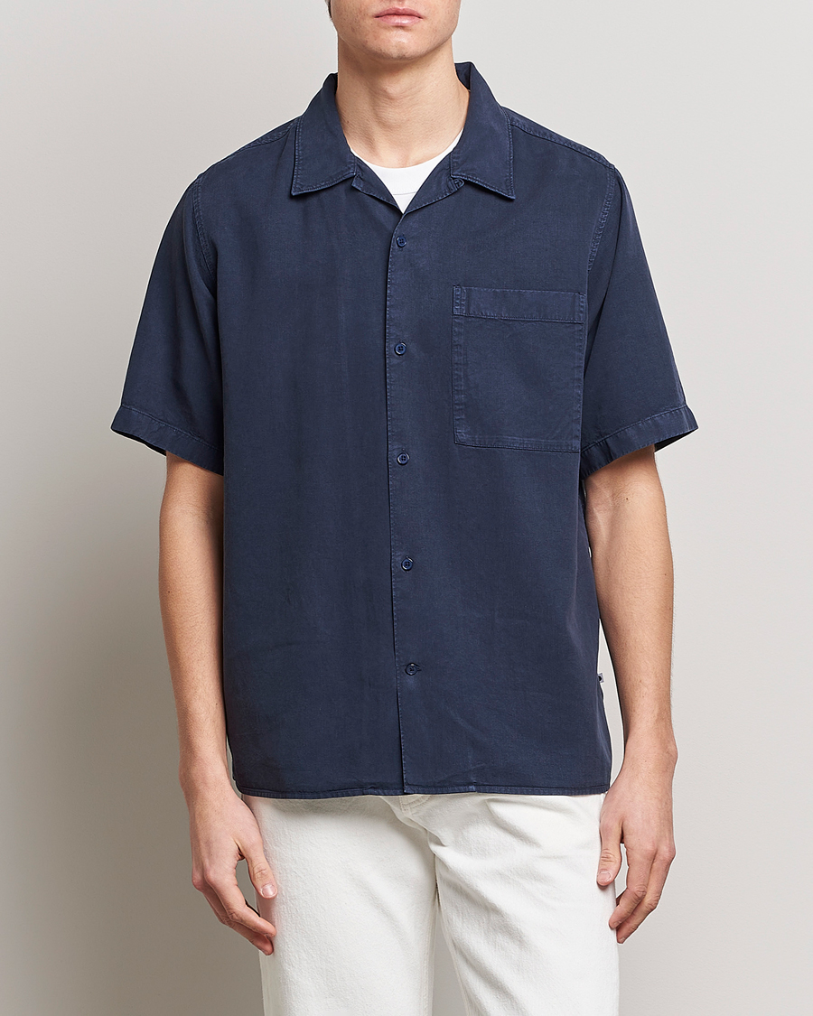 Men | Short Sleeve Shirts | NN07 | Julio Tencel Resort Collar Shirt Sargasso Sea