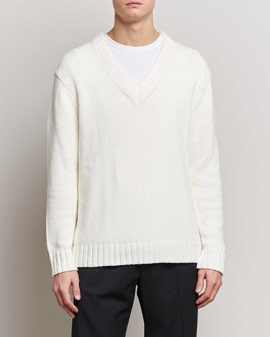 Men |  | NN07 | Jasper Knitted V-Neck Sweater Ecru