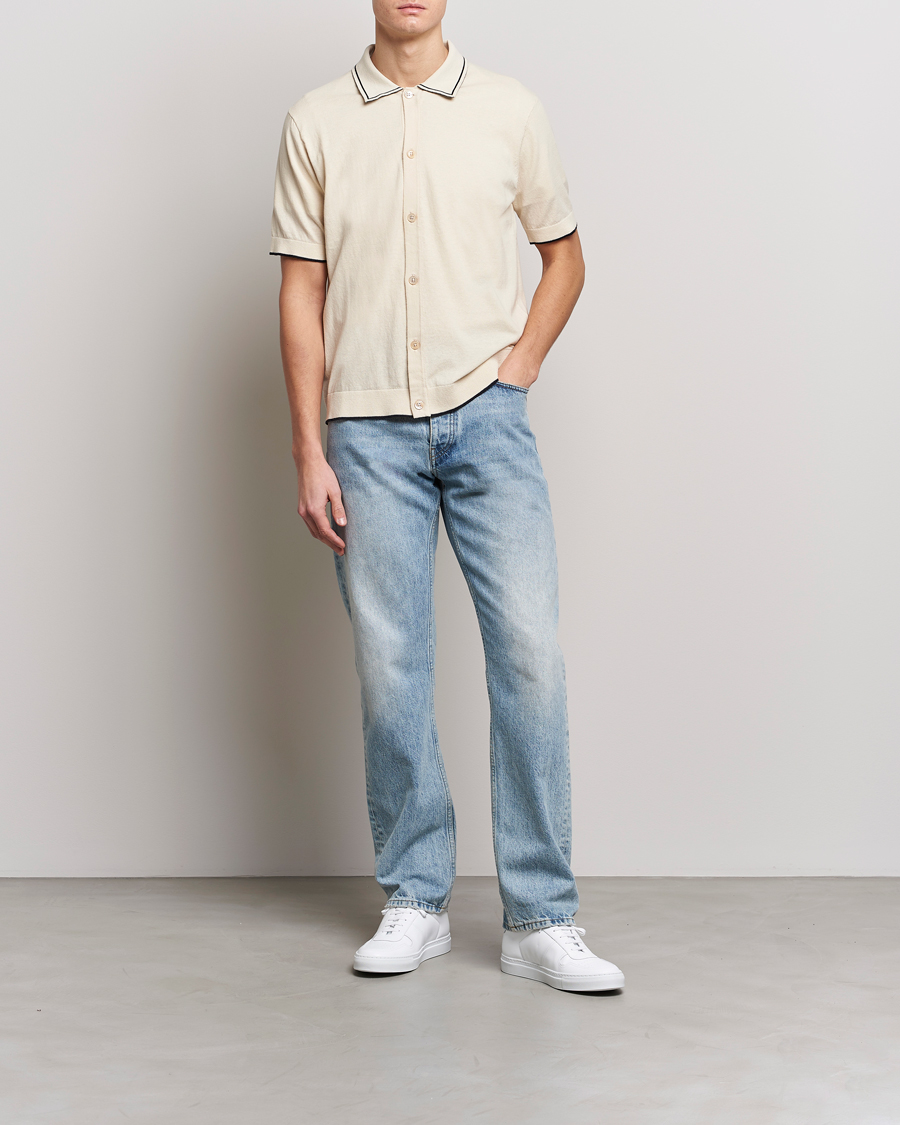 Men | Shirts | NN07 | Nolan Knitted Short Sleeve Shirt Ecru