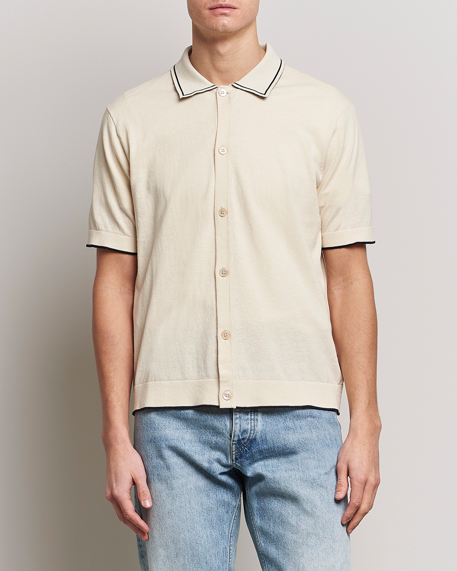 Men | NN07 | NN07 | Nolan Knitted Short Sleeve Shirt Ecru