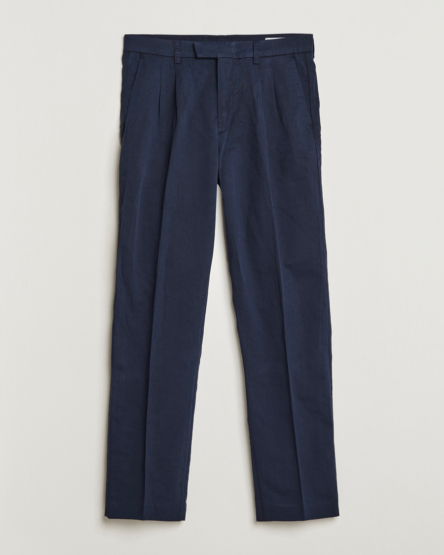 Men | Trousers | NN07 | Fritz Pleated Trousers Navy Blue