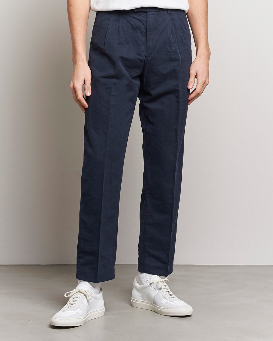 Men | Formal Trousers | NN07 | Fritz Pleated Trousers Navy Blue