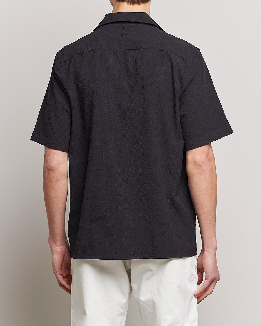 Men | Shirts | NN07 | Julio Seersucker Short Sleeve Shirt Black