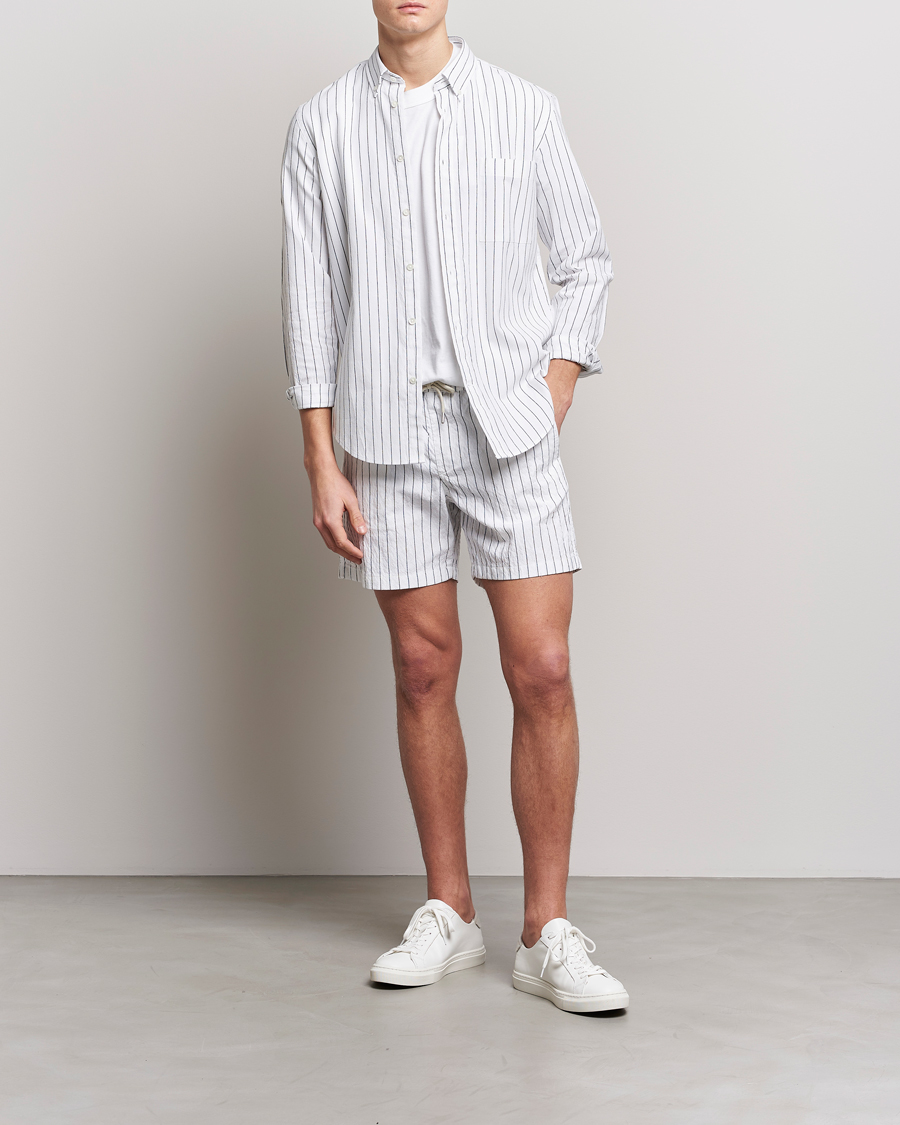 Men | Shorts | NN07 | Gregor Creppe Drawstring Shorts Black/White