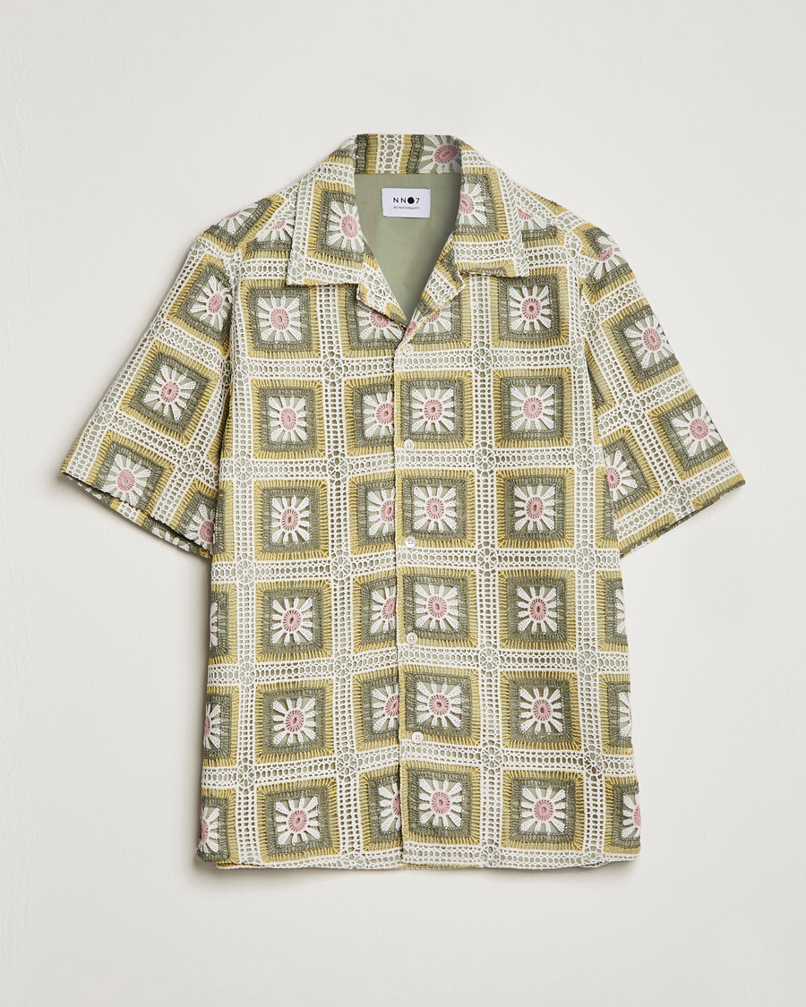 Men | Shirts | NN07 | Julio Flower Short Sleeve Shirt Pale Green