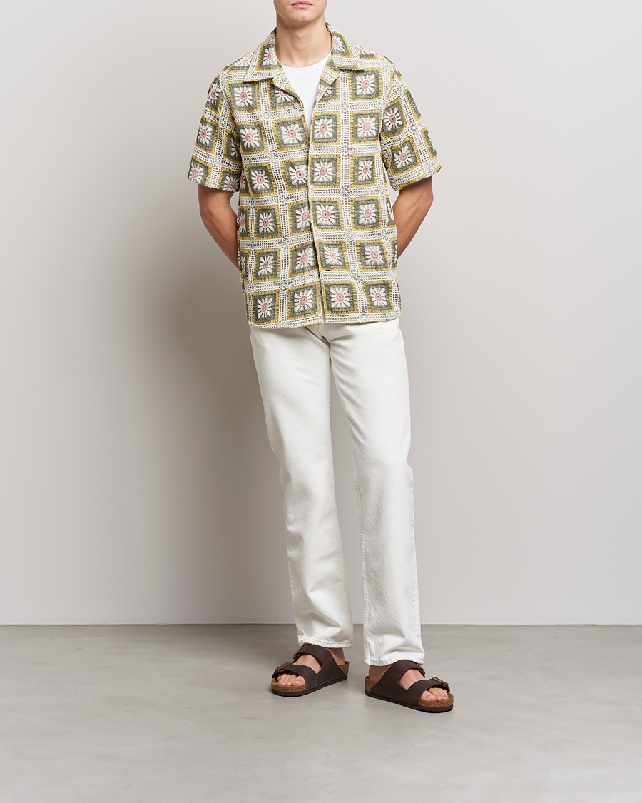 Men | Shirts | NN07 | Julio Flower Short Sleeve Shirt Pale Green