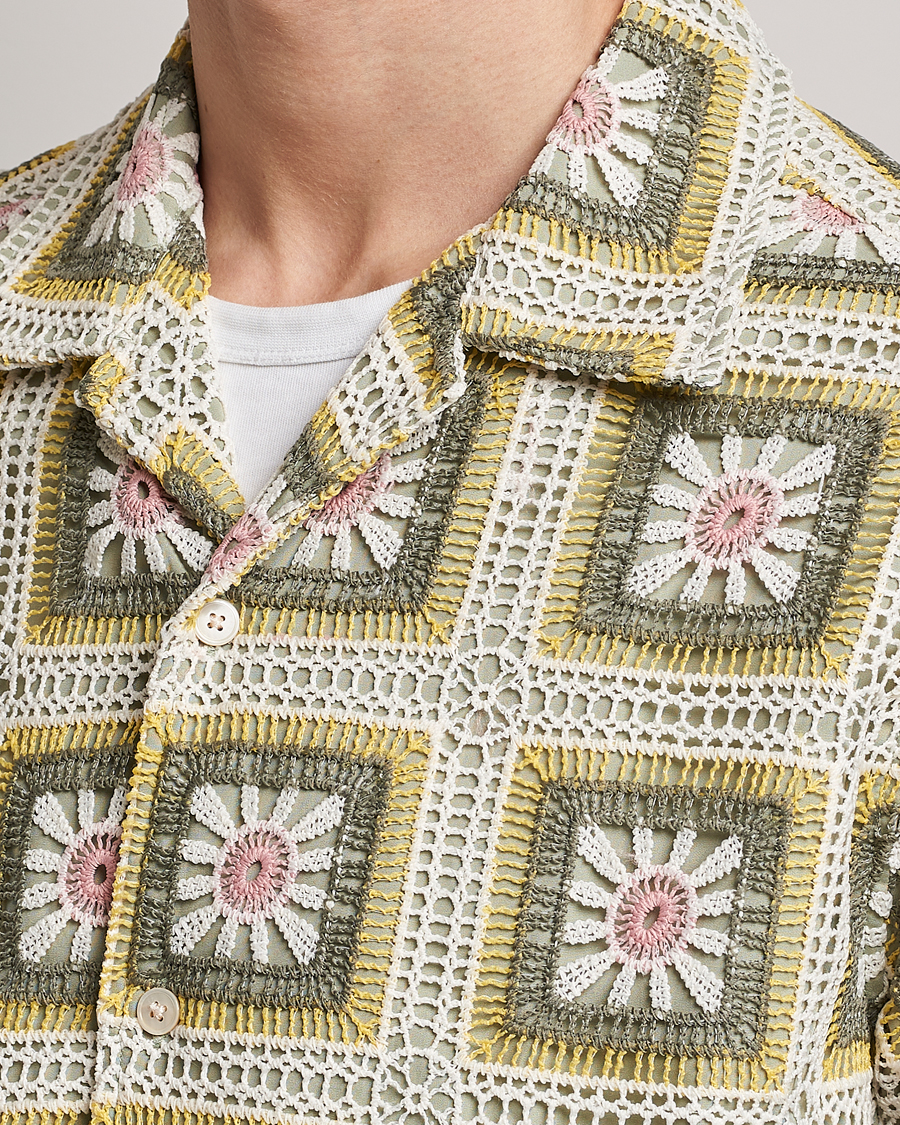 Men | Shirts | NN07 | Julio Flower Short Sleeve Shirt Pale Green