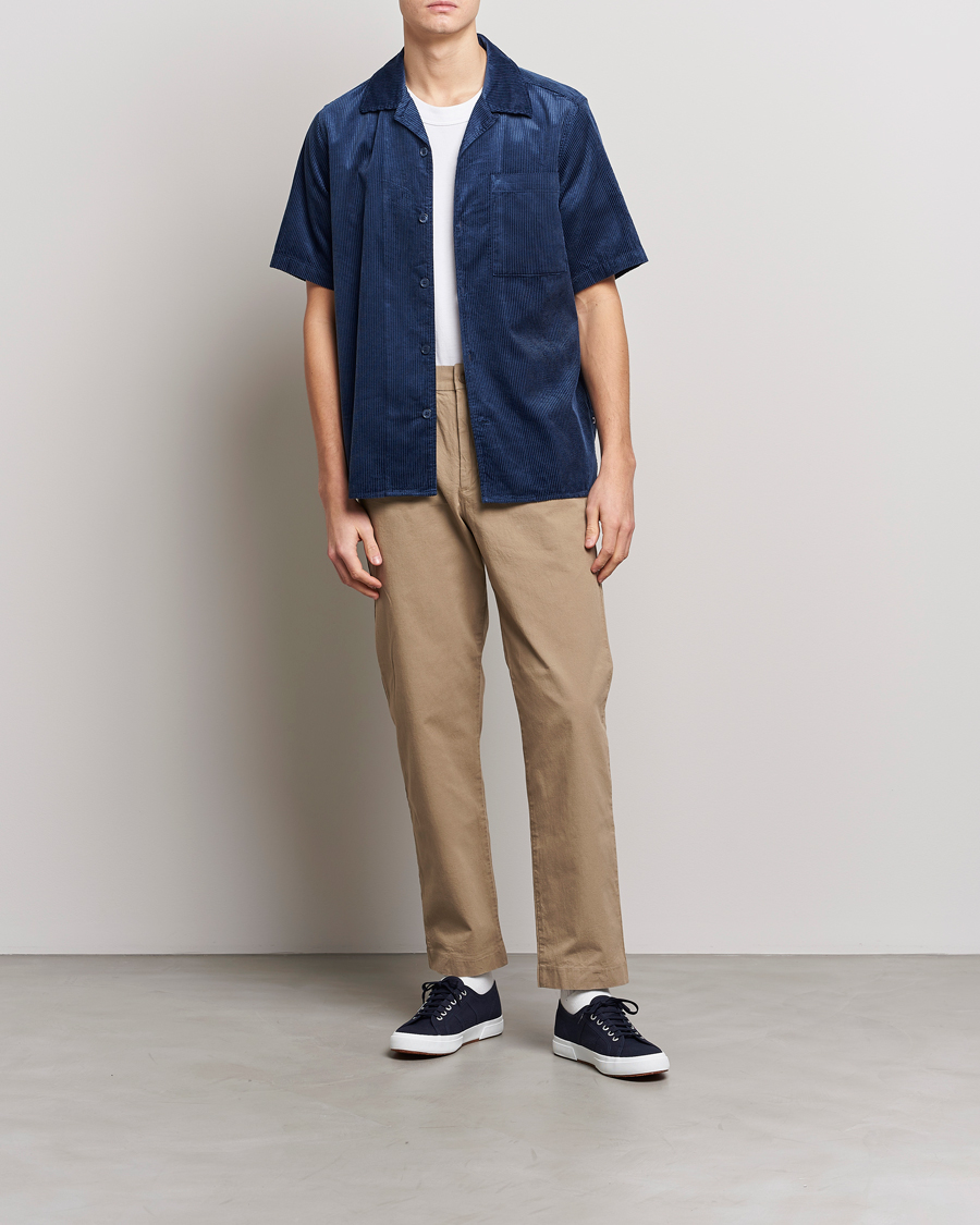 Men | Shirts | NN07 | Julio Tencel Corduroy Short Sleeve Shirt Sargasso Sea