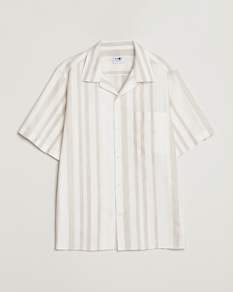 Men | Shirts | NN07 | Julio Block Stripe Short Sleeve Shirt Khaki/White