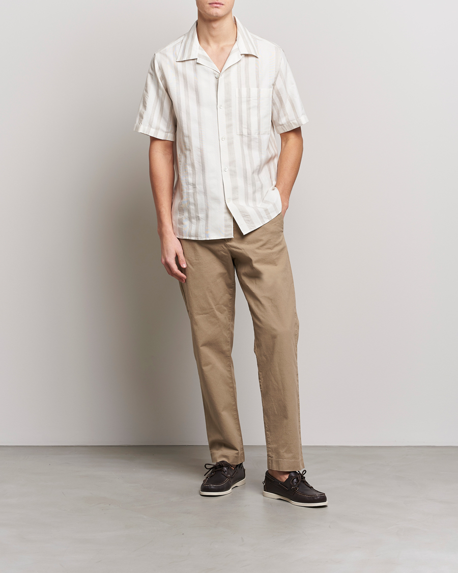 Men | Shirts | NN07 | Julio Block Stripe Short Sleeve Shirt Khaki/White