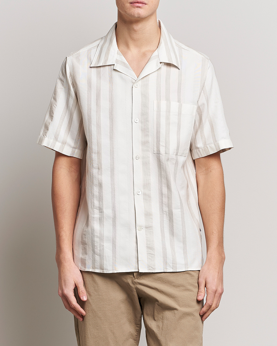 Men | Shirts | NN07 | Julio Block Stripe Short Sleeve Shirt Khaki/White