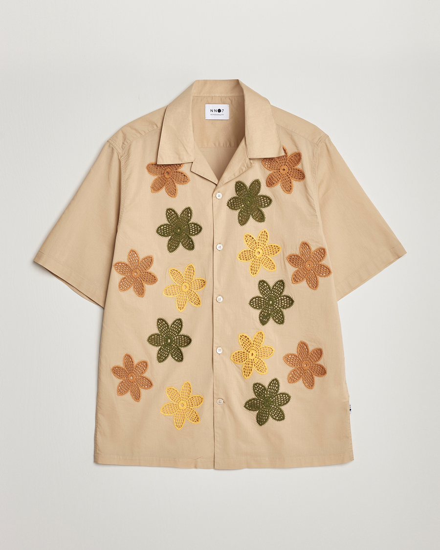Men | Shirts | NN07 | Julio Flower Short Sleeve Shirt Cream