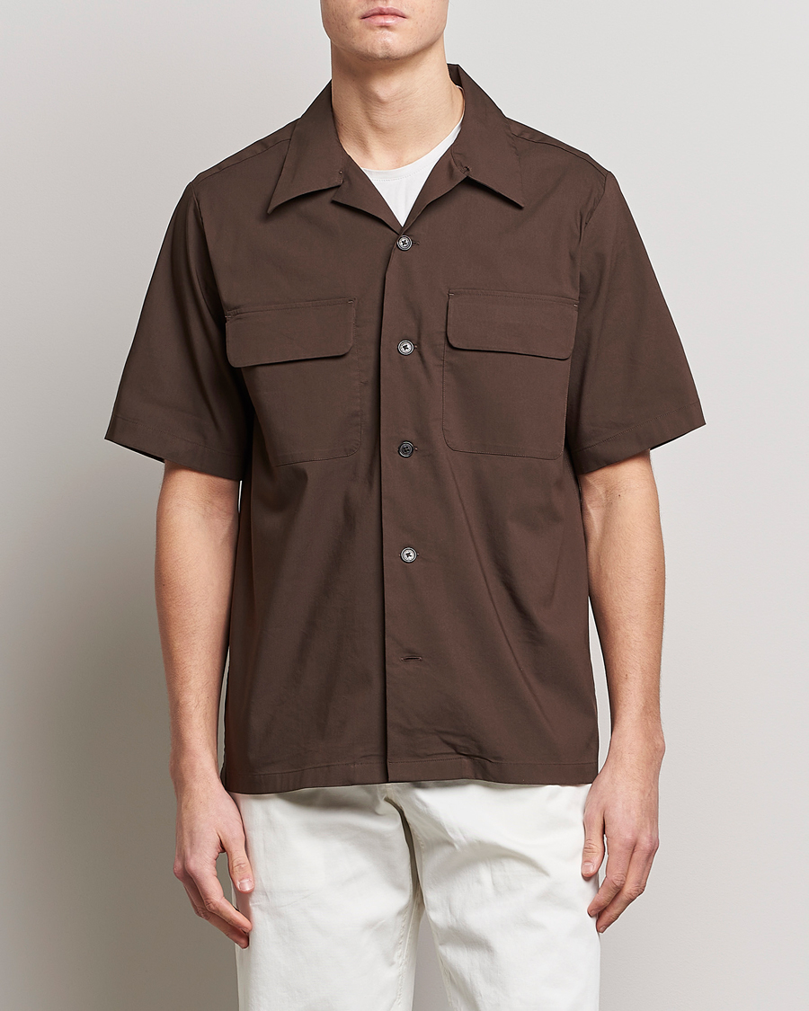 Men | Short Sleeve Shirts | NN07 | Daniel Pocket Resort Collar Shirt Brown