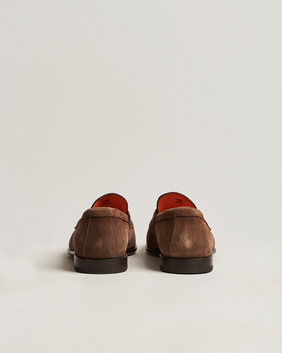 Men | Santoni Penny Loafer Dark Brown Suede | Santoni | Penny Loafer Dark Brown Suede