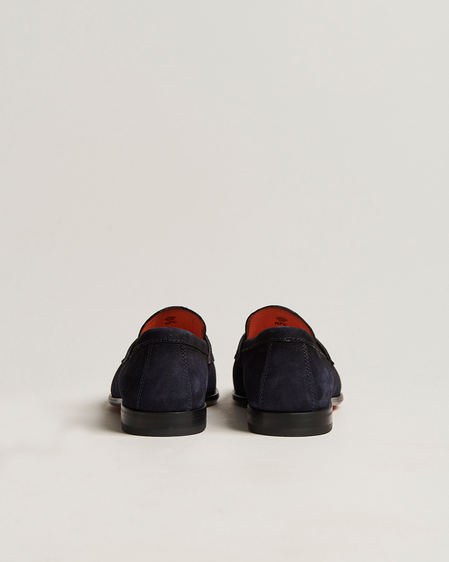 Men | Santoni Penny Loafer Navy Suede | Santoni | Penny Loafer Navy Suede