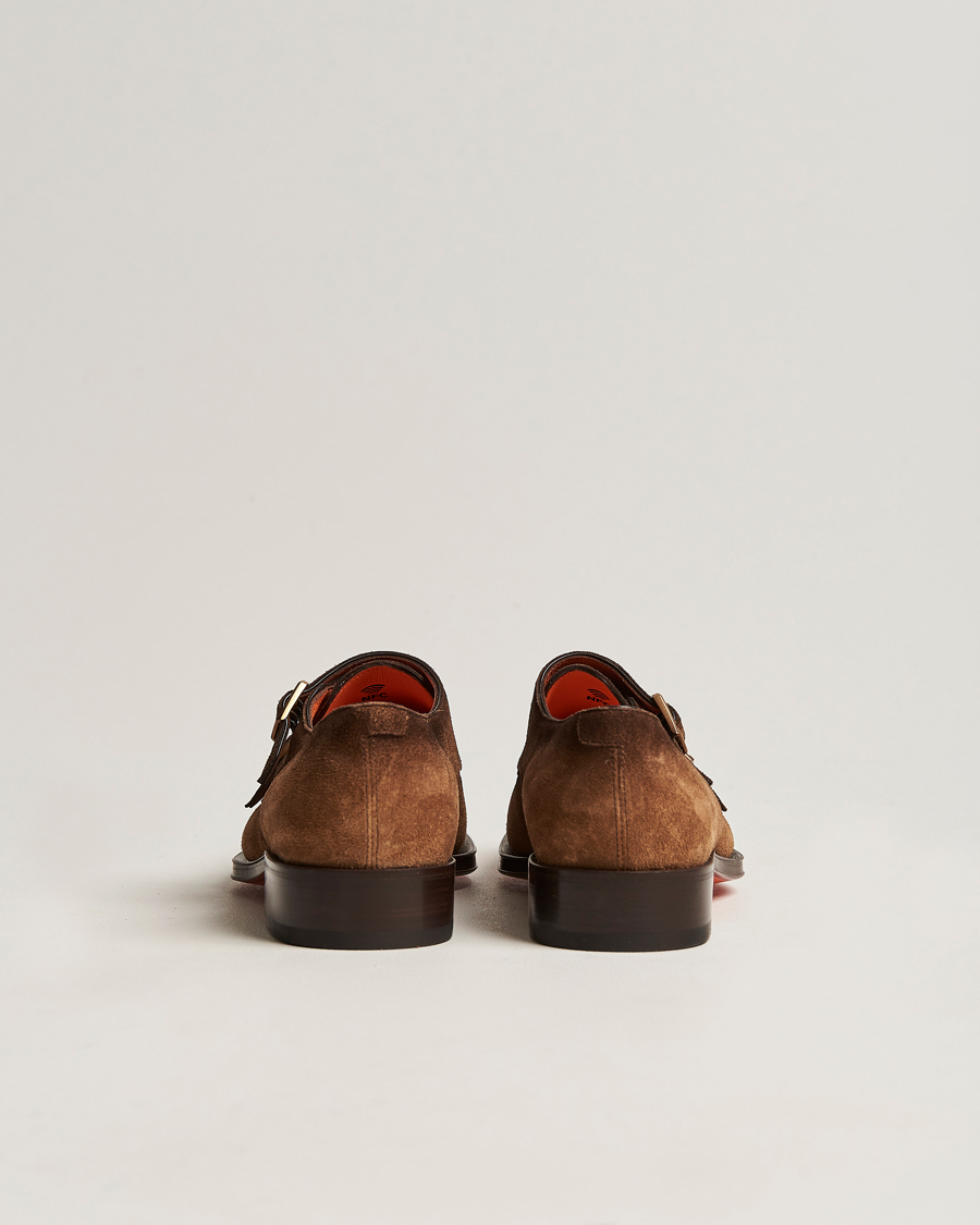 Men | Santoni Double Monk Shoe Brown Suede | Santoni | Double Monk Shoe Brown Suede