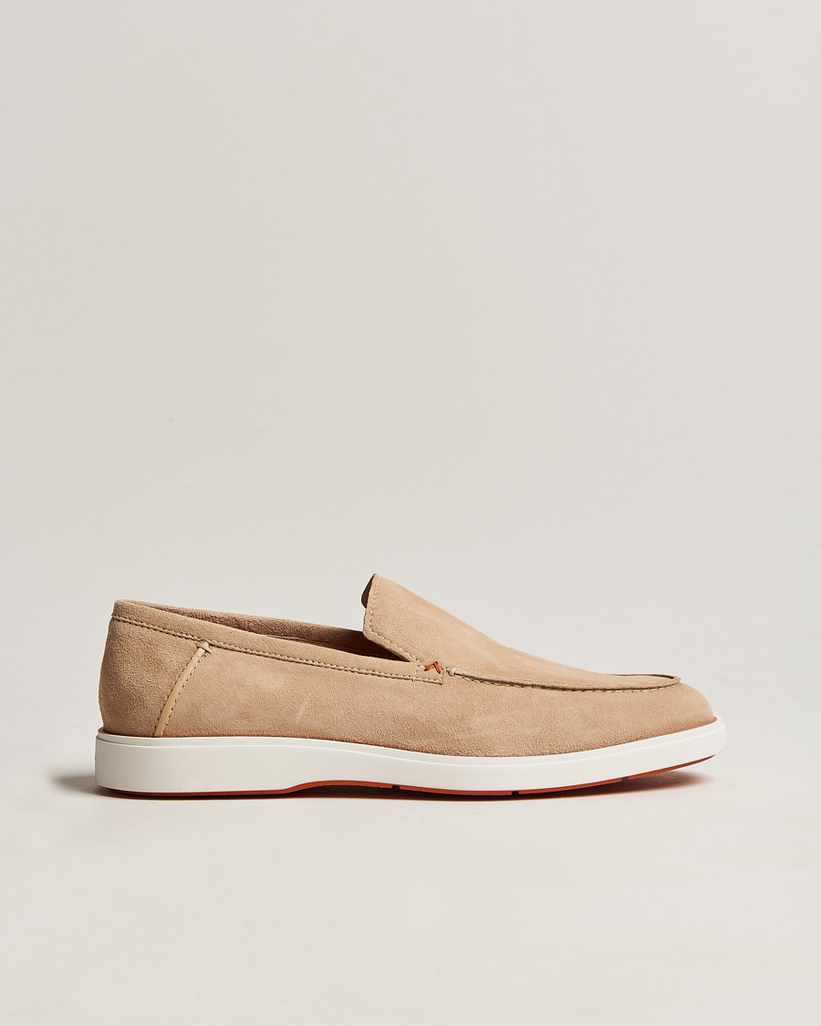Men | Santoni Summer Loafer Beige Suede | Santoni | Summer Loafer Beige Suede