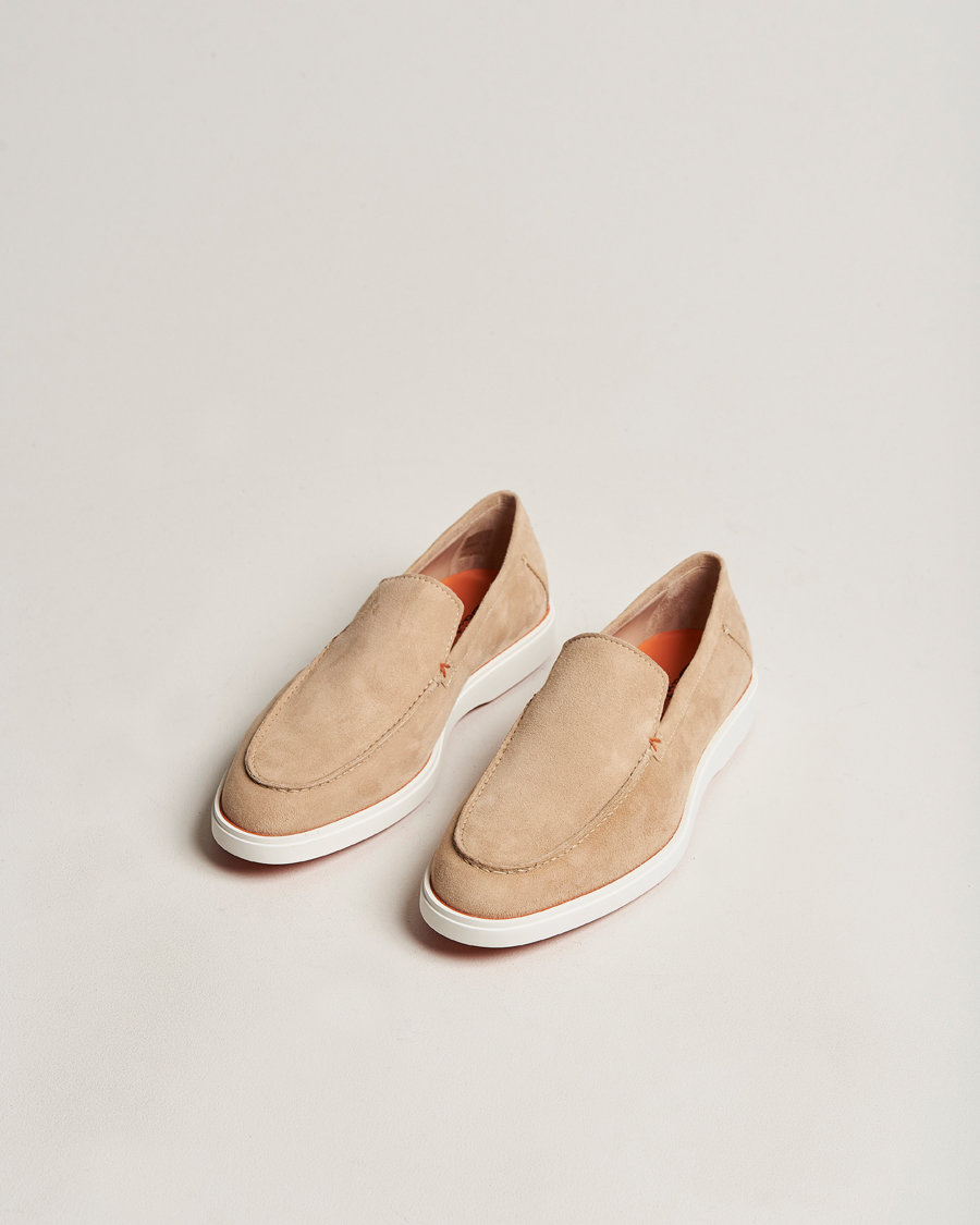 Men | Santoni Summer Loafer Beige Suede | Santoni | Summer Loafer Beige Suede