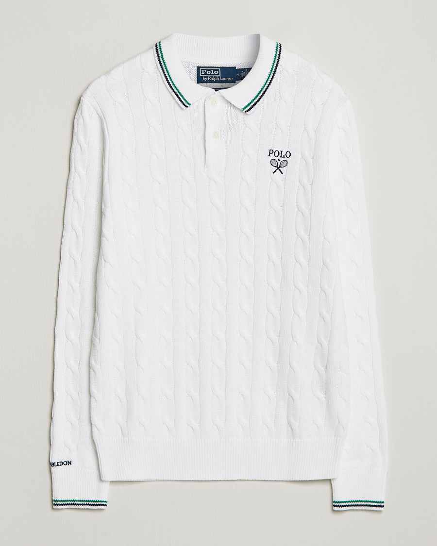 Men | Sweaters & Knitwear | Polo Ralph Lauren | Cotton Cable Knitted Polo Ceramic White