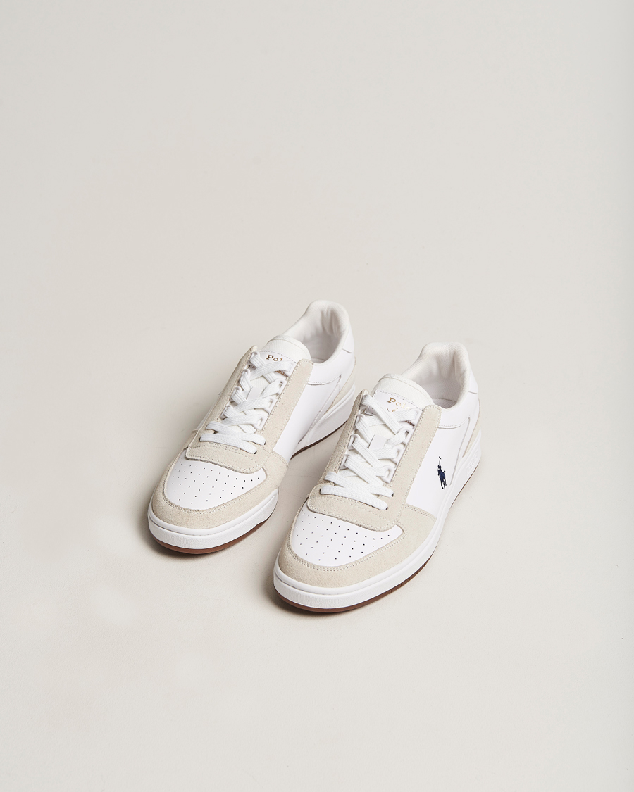 Men | White Sneakers | Polo Ralph Lauren | CRT Leather/Suede Sneaker White/Beige