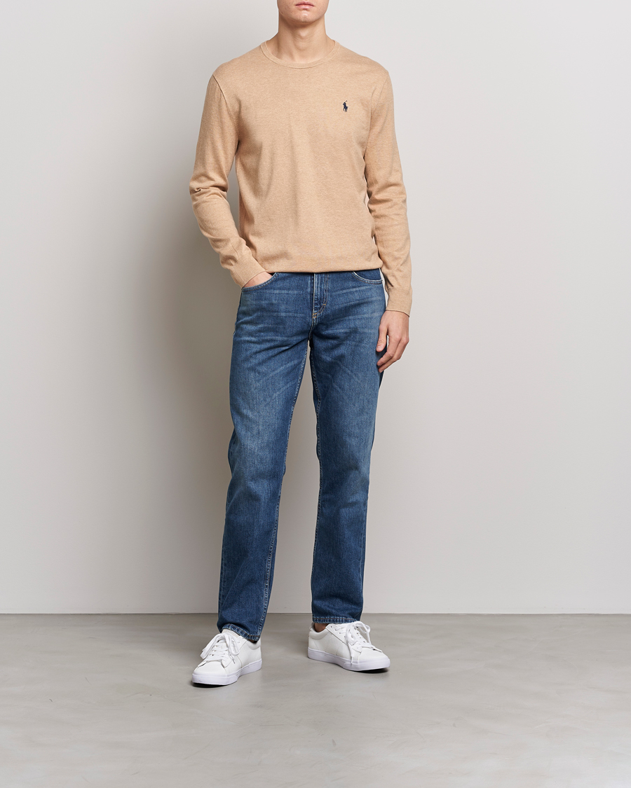 Men | Sweaters & Knitwear | Polo Ralph Lauren | Cotton Crew Neck Sweater Camel Melange
