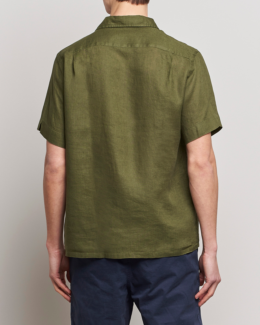 Men | Shirts | Polo Ralph Lauren | Linen Camp Collar Short Sleeve Shirt Dark Sage
