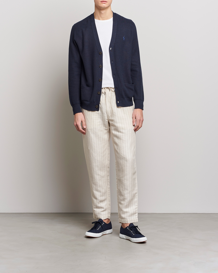 Men | Trousers | Polo Ralph Lauren | Prepster Linen/Tencel Pinstripe Trousers Andover Cream