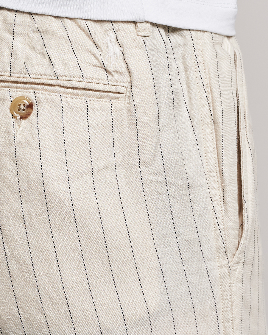Men | Trousers | Polo Ralph Lauren | Prepster Linen/Tencel Pinstripe Trousers Andover Cream