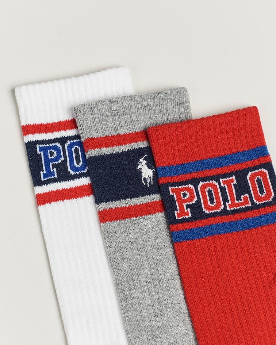Men | Underwear & Socks | Polo Ralph Lauren | Varsity 3-Pack Sock Red/Grey/White