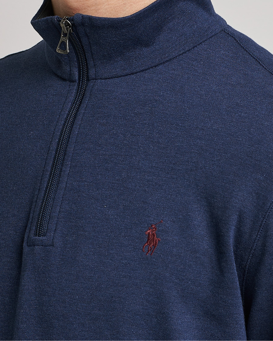 Men | Sweaters & Knitwear | Polo Ralph Lauren | Double Knit Half-Zip Sweater Spring Navy Heather