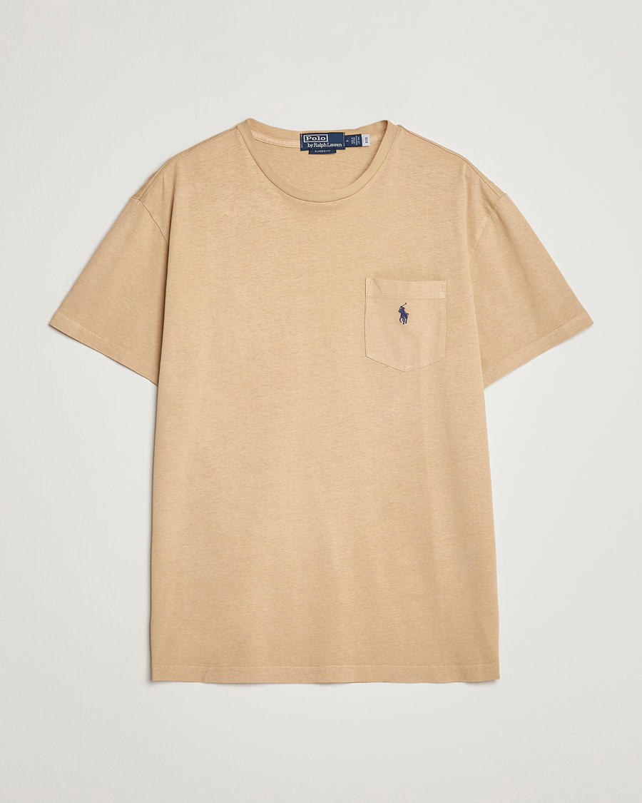 Men | T-Shirts | Polo Ralph Lauren | Cotton/Linen Crew Neck T-Shirt Vintage Khaki