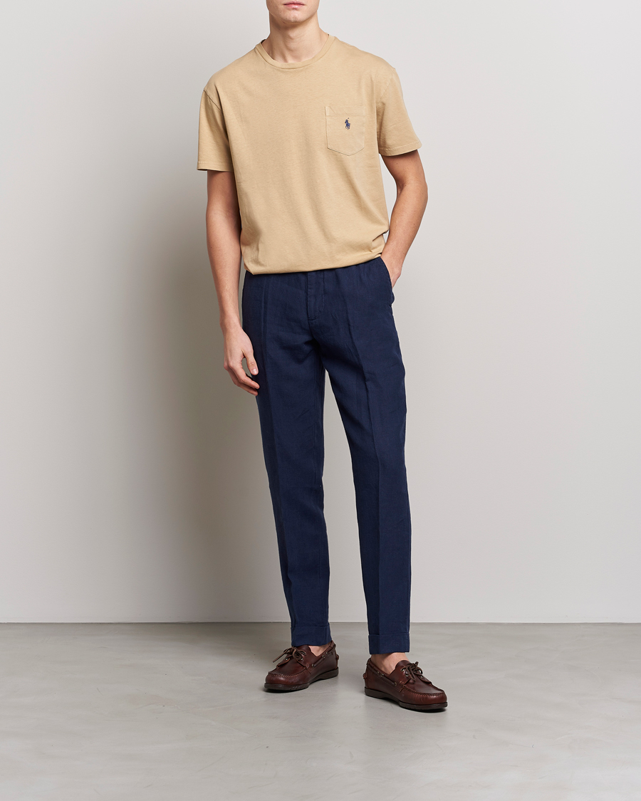 Men | T-Shirts | Polo Ralph Lauren | Cotton/Linen Crew Neck T-Shirt Vintage Khaki